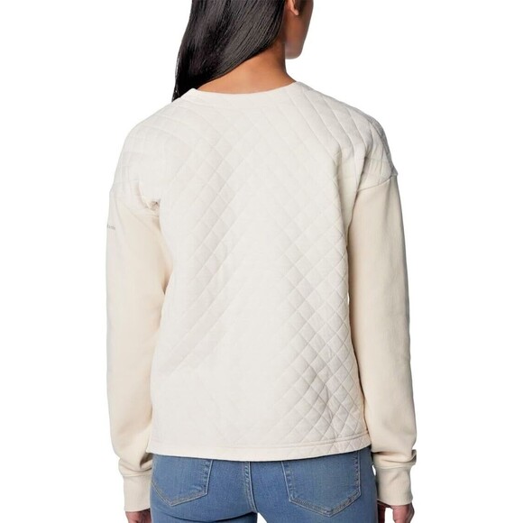Columbia Women's Hart Mountain Quilted Crewneck Sweater Comfy lounge Top Beige L - Picture 2 of 5